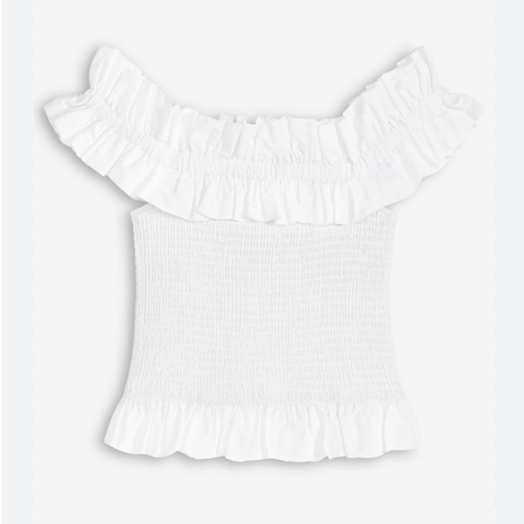 Brand new with tag White Off-Shoulder Ruffle shirred Top - Picture 4 of 10